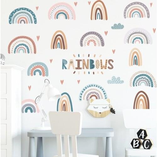 Cartoon Rainbow Wallpaper On The Wall Stickers For Kids Room Ornaments Baby Room Stencils For Walls For Vinyls Decorative mural