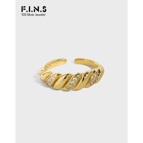 F.I.N.S Minimalist Versatile Twist Cubic Zirconia S925 Sterling Silver Open Ring Luxury Coupon Wedding Rings Engagement Gift