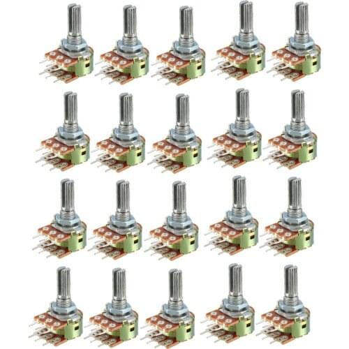 Uxcell WH148 20K Ohm Variable Resistors Dual Turn Rotary Carbon Film Taper Potentiometer 20pcs