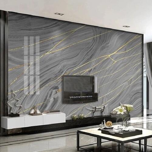 Custom Mural Wallpaper Modern 3D Grey Marble Stereo Golden Line Fresco Living Room TV Sofa Luxury Home Decor Papel De Parede 3 D