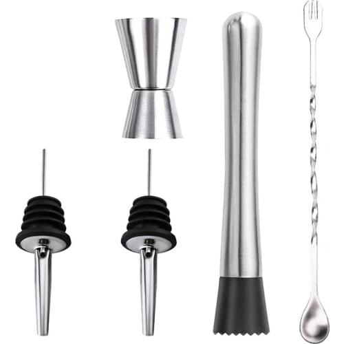 Professional Grade Bar Tool,Mojito Muddler Bar Tool Set,Durable Muddler Pestle, Stainless Steel Muddler Bar Tool 5 Pack