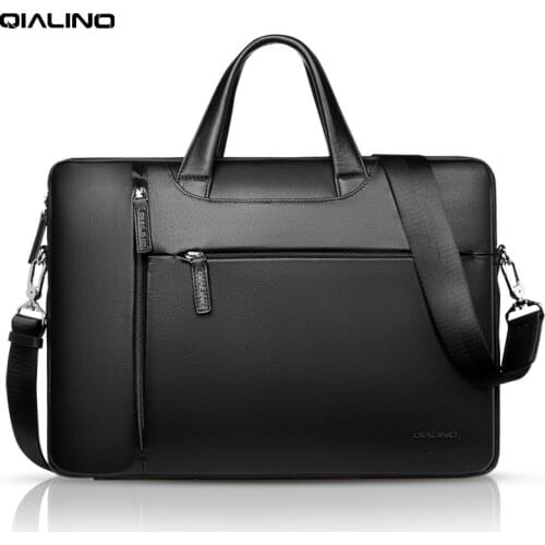 QIALINO Hight Quality Leather Briefcase for Macbook Pro 13"15"16" Business Style Waterproof Shoulder Bag for Macbook Air Retina