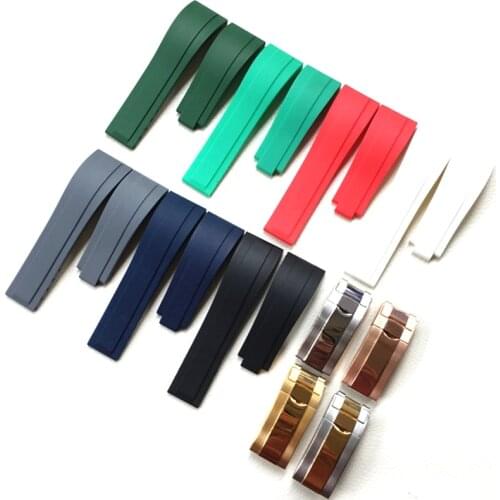 20mm Rubber Watch band Replace For Role Submariner OYSTERFLEX Daytona GMT Yacht Master Strap Stainless Steel clasp Bracelet tool