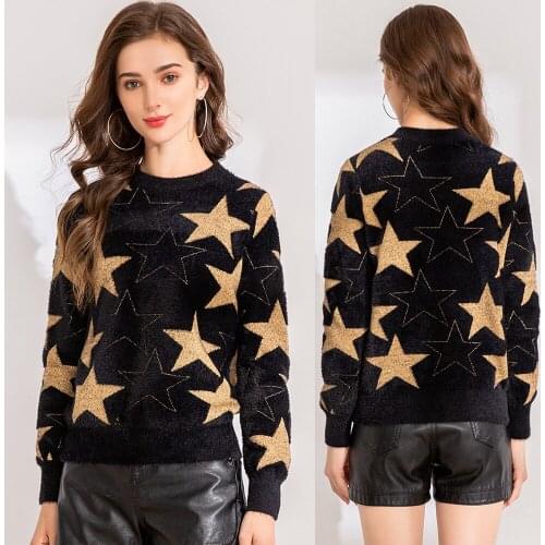 Autumn Winter Long-sleeve Loose Plus Size Womens Sweater High Neck Quilted Stitching