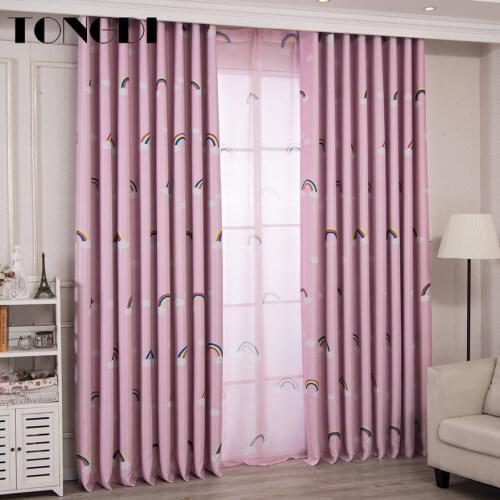 TONGDI Children Blackout Curtains Cartoon Rainbow Printing High-grade Decoration For Home Window Parlou Bedroom LivingRoom