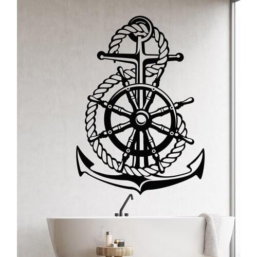 Ocean Sea Style Steering Wheel Ship Anchor Sailor Vinyl Wall Decal Home Decor Living Room Art Mural Wall Stickers Gift