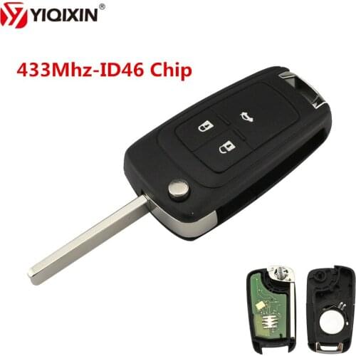 YIQIXIN 3 Button Remote Car Key Flip Folding With 433Mhz ID46 Transponder Chip For Vauxhall Opel Astra For Chevrolet For Buick
