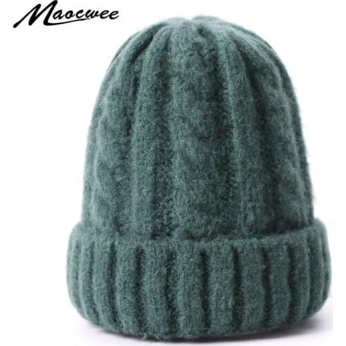 Women Child Woolt Beanie Hats Winter Knitted Outdoor Keep Warm Thick Skullies & Beanies Solid Color Soft Kids Unisex Bonnet Cap