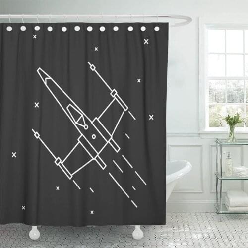 Star Flying Spaceship in Outer Space Vader Darth Ship Shower Curtain Waterproof Fabric 72 x 72 Inches Set with Hooks