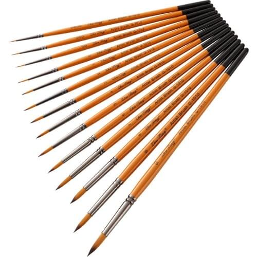 1pc Pointed Round Artist Painting Brush Kit Nylon Hair Wood Holder for Acrylic Watercolor Oil Gouache Painting Art Supplies