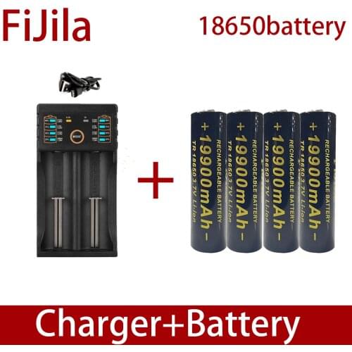 100% New 18650 Lithium Batteries Flashlight 18650 Rechargeable-Battery 3.7V 19900 Mah for Flashlight + charger