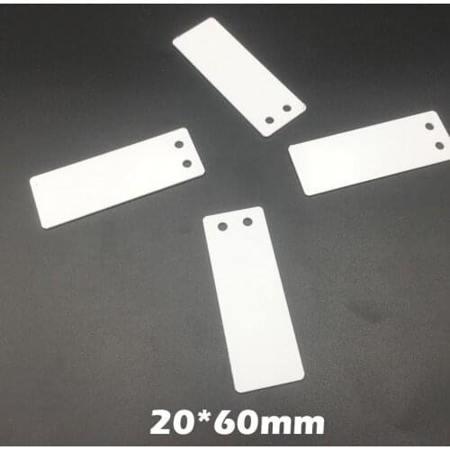 100pcs/Lot 20x60mm 20*60 (W*L) PVC Rectangle 2 holes Printer Blank Label Brand Identified Mark Cable Tag