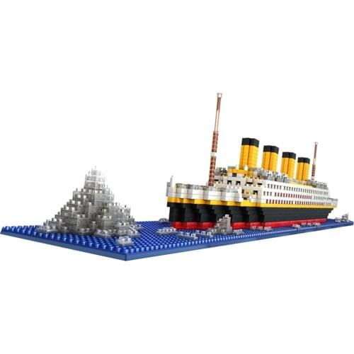1860pcs 3D Puzzle Building Blocks Large Titanic Ship Model Collectible Decoration Educational Toys Birthday Gift for Children