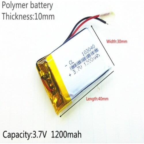 3.7V,1200mAH,[103040] Polymer lithium ion / Li-ion battery for MP3,MP4;cell phone,speaker;power bank,DVD,GPS,VR,DVR