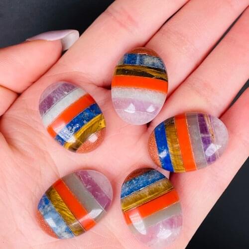 5PC Natural Crystal Seven Chakras Gem Therapy Healing Ornaments