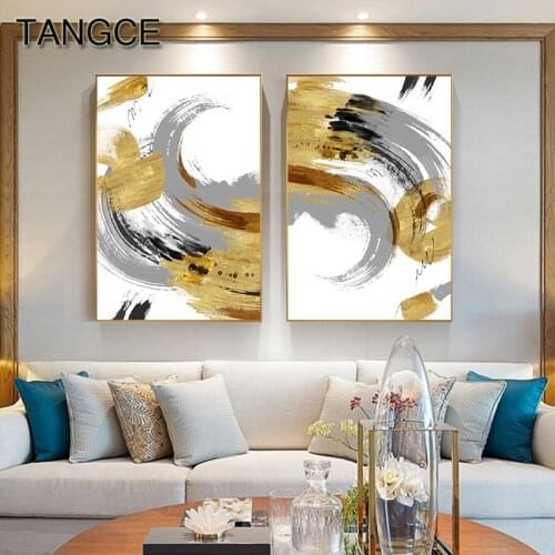 Abstract Golden Foil Canvas Painting Big Size Posters and Prints Wall Picture F Living Room Modern Cuadros Canvas Art Tableaux