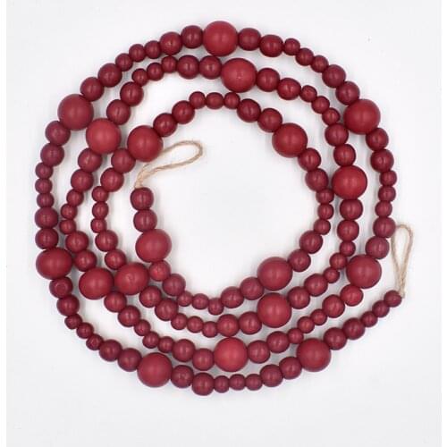 Bao Niu Christmas Red Wooden Beads Hemp Rope Beaded Wall Mounted Colorful Wooden Beads Creative Home Decoration