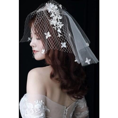 White Elegant 100% Handmade Short Bridal Veils Double Layer With Combs Hair Veil Wedding Accessories for Women