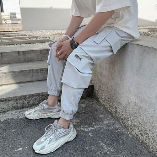 Man Trousers Streetwear Harem Pants Men 2021 Spring Mens Joggers Summer Cargo Pants Multi-Pocket Ankle-Length Casual
