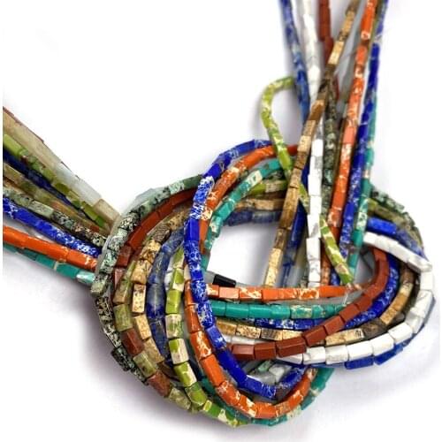 82Pcs Natural Stone Beads Rectangle Semi-precious Loose Beads For Jewelry Making DIY Necklace Bracelet Earrings Accessory