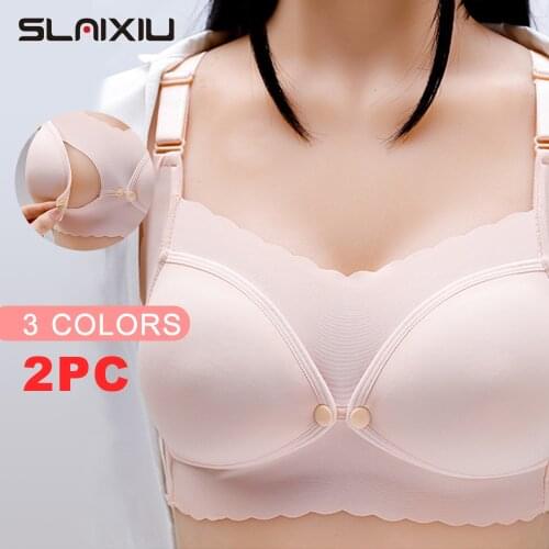 2PC/lot Maternity Nursing Bra Pregnant Mother Mama Open Breast Bra Cotton Wire Free Sleep Underwear Lactating Nursing Bralette