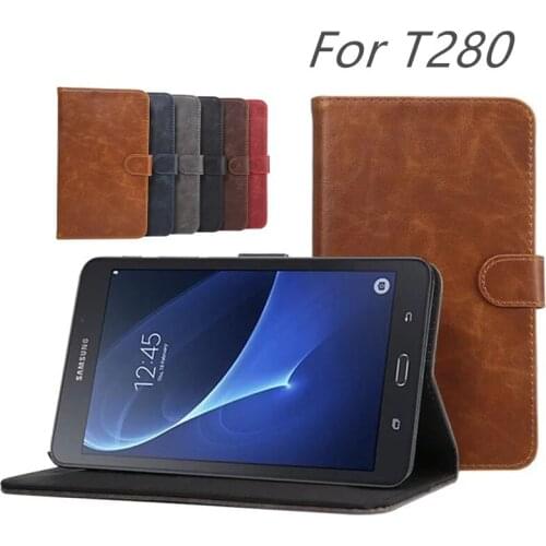 For Samsung Galaxy Tab A 7.0 SM-T280 SM-T285 Business Crazy Horse pattern PU Leather Flip Cover Case For Samsung T280 T285