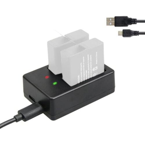 Black Battery Charger Dual Port with LCD Display Charging Cable For Go Pro 9 Gopro9 Hero9 accessories