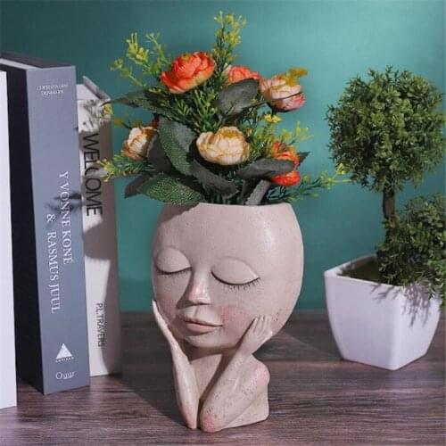 Plant Pot Table Decoration Fake Flower Vase Resin Cartoon Desktop Ornaments