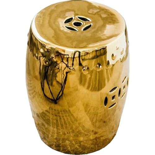 Multiple Kinds Modern furniture decoration golden creative ceramic drum stool
