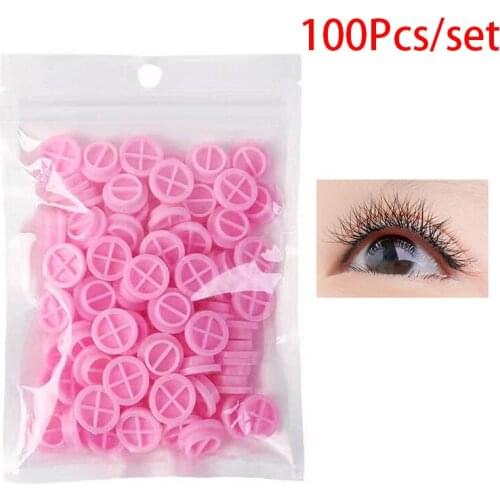 100Pcs/bag Individual Adhesive Stand Eyelash Extension Glue Holder Grafting Eye Lashes Quick Blossom Cup Ring Eye Makeup Tools