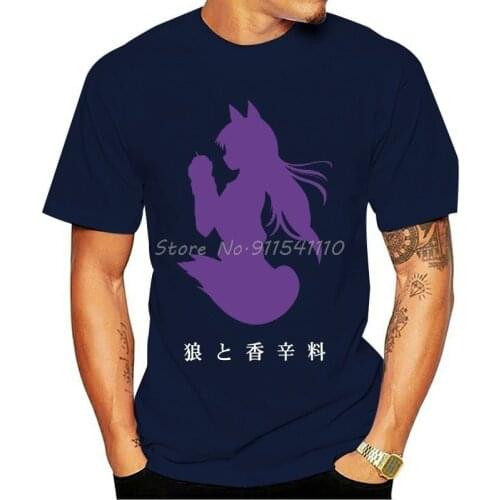 Mens Spice and Wolf Graphic Printed T Shirt Cool Anime Art Short Sleeve Shirt Men Cotton Tees Harajuku Streetwear