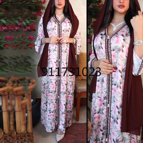 Dubai Abaya Kimono Muslim Clothes For Women Moroccan Caftan Eid Mubarak Robe Arabe Plus Size Boubou Long Sleeve Boho Gowns