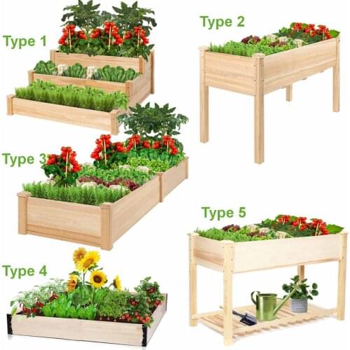 5 Types Fir Wood Garden Bed resists rotting Backyard Patio Grow Flowers Vegetable Raised Garden Planting Box