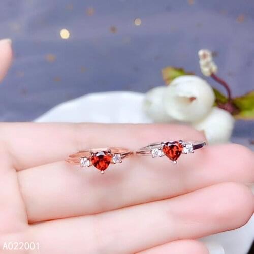 KJJEAXCMY fine jewelry natural garnet 925 sterling silver adjustable gemstone women ring support test popular exquisite