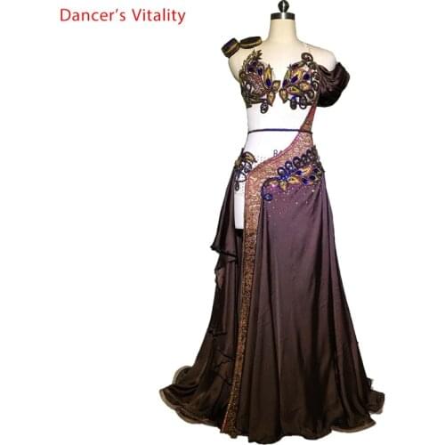 Senior Belly Dance Suit Luxury Hand Made Diamond Women Performance Clothes For Bellydance Stage Competition Dancewear
