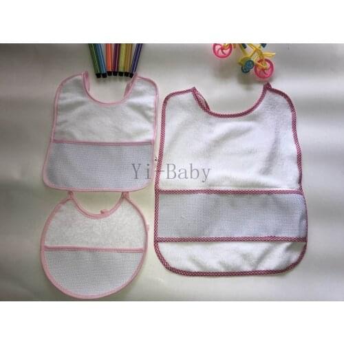Cross Stitch Bibs pink waterproof Baby Bibs Infant saliva towels baby bibs 3PCS/Set Free shipping YB170005