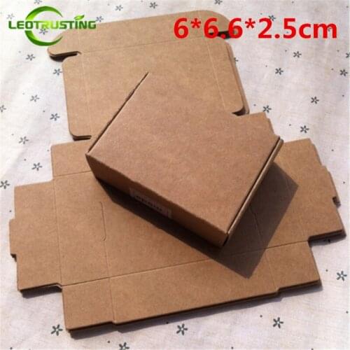 Leotrusting 50pcs 6*6.6*2.5cm Brown Kraft Paper Box Natural Kraft Paper Gift Packaging Box Handmade Wedding Paper Cardboard Box