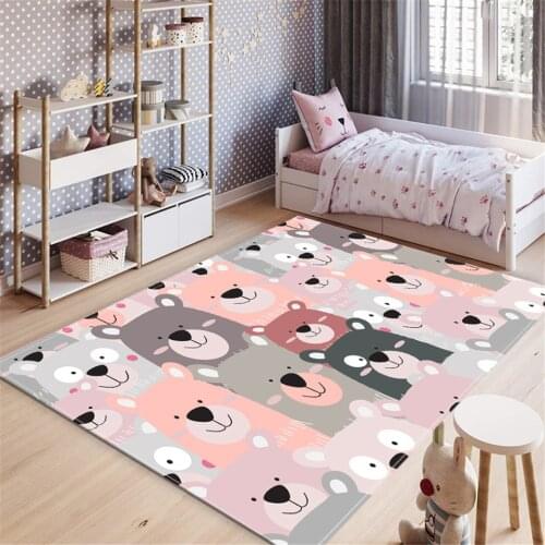 Cartoon Animal Print Carpet Cute Bear Koala Children Room Rug Multicolor Flannel Sponge Floor Mat For Boys Girls Bedroom Kawaii