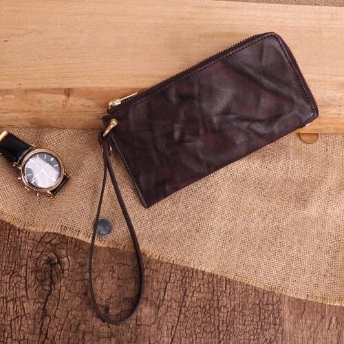 Men Wallet Genuine Leather ID Credit Card Holder Male Purses CellPhone Bag Long Clutch Wallets Carteira Masculina Men Clutch