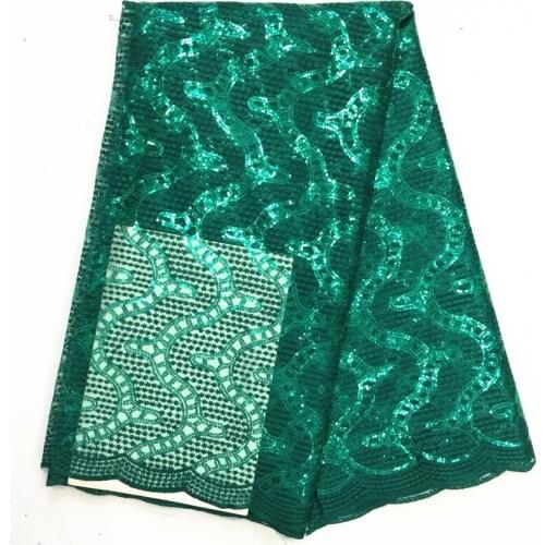 Nigerian lace fabric high qulity african tulle lace with sequins net lace for wedding dress 5yards