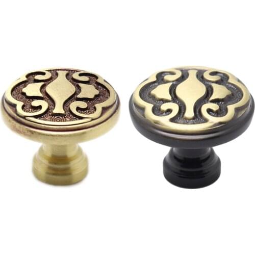 Solid Copper European Bronze Drawer Cabinet Cupboard Door Knob Furniture Handle Pull Single Hole-Mounted