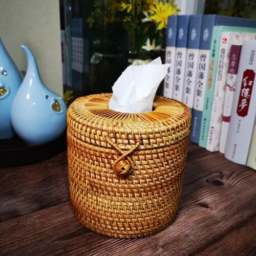 Factory wholesale Hua Fei Vietnam rattan tissue box pastoral napkin box Chinese paper roll paper contianer tissue box cover