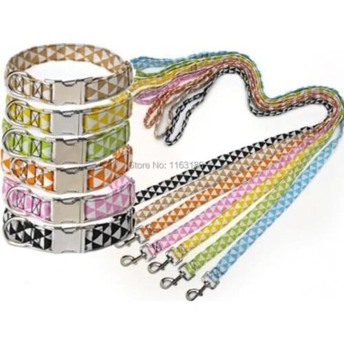 12 Sets/lot Dog Pet Collar and Leash Set Puppy dog Leash Collar Travel Walking Leash Pet Accessories