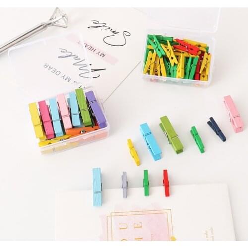 TUTU Beautiful Design Mini Color Wooden Clips Decorations Paper Photo Spring Clips For Message Cards Office Supply H0296