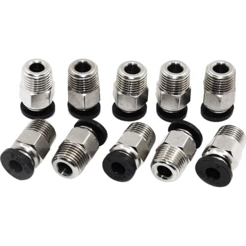 Pc4-M10 Male Straight Pneumatic Pefe Tube Push For E3D-V6 Fitting Connector Bowden Extruder 3D Printer (Pack Of 10Pcs)