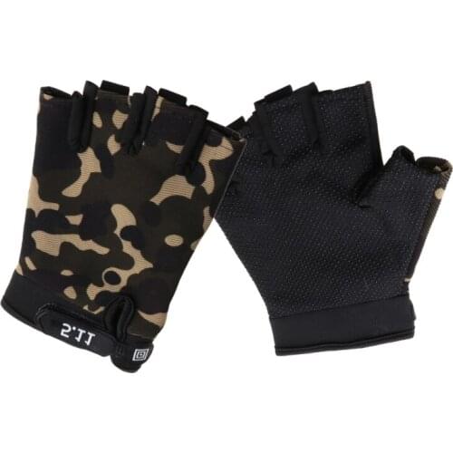 Men Camouflage Gloves Outdoor Sport Cycling Half Finger Anti-Slip Shock-Absorbing Fitness Fingerless Mittens Warmer