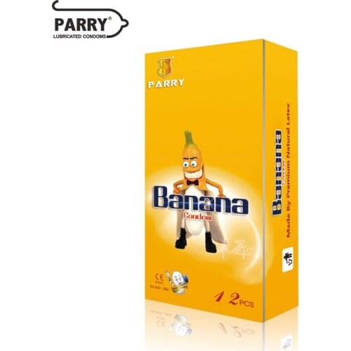 PARRY CONDOMS 12PCS Condom Super Lubricating Banana Flavor For Love To Increase The Taste Of Fruity Skin-Friendly Condoms Male O