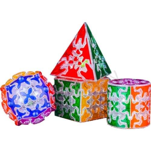 QiYi Gear Transparent Cube 3x3 Pyramid Cylinder Sphere Speed Stickers sticker Magic Cube Magico Puzzle baby kids toys