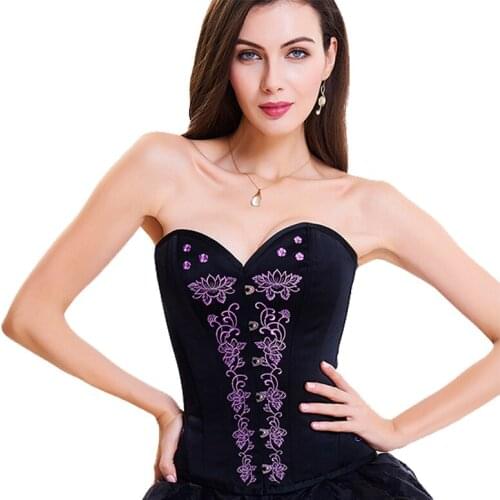 Overbust Sexy Corset Erotic Strap Design Corset To Wear Out Floral Women Bustier Lingerie Tops 12 Steel Boned Slimming Bodice