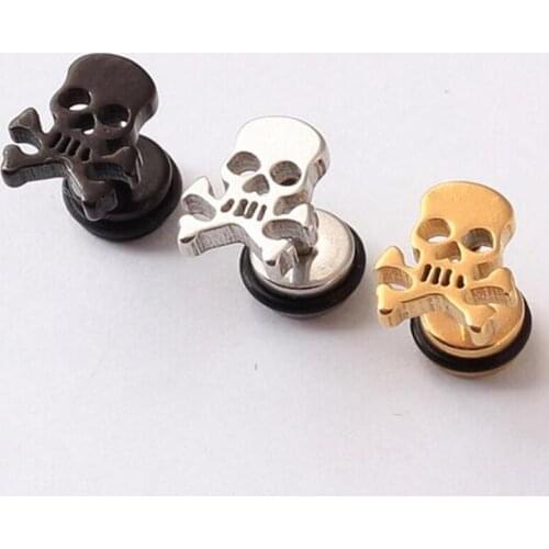 2 pieces Punk Skull Stainless Steel Stud Earring Men Boy stud earing Skulls Earring Body Piercing Jewelry Black